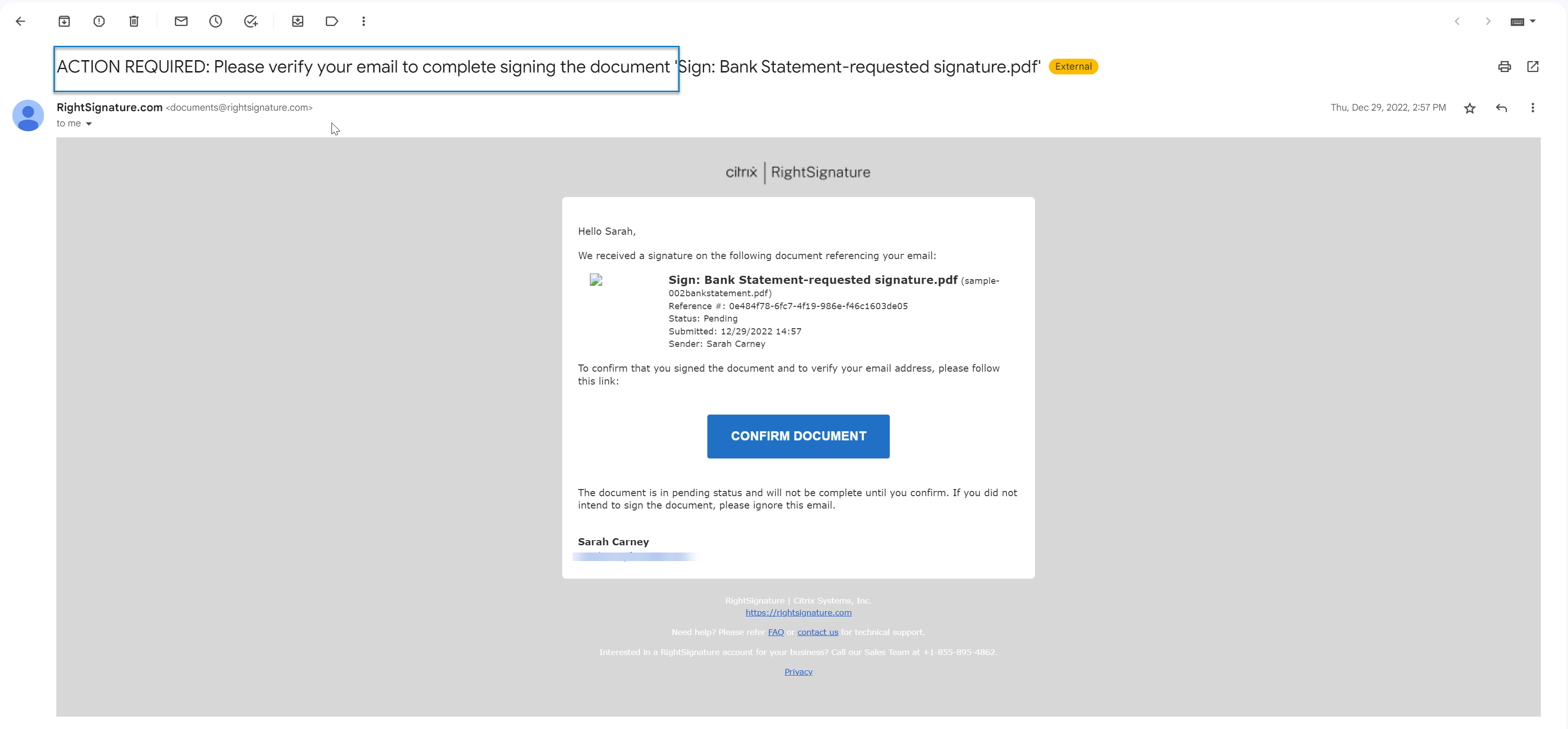 RightSignature Client Says They Have Signed The Document But It Is 