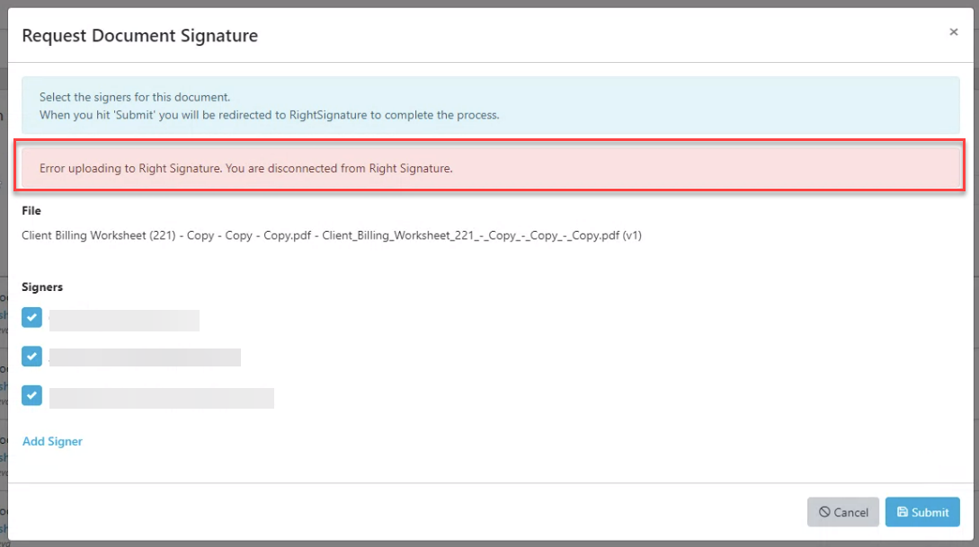 How can I troubleshoot Right Signature issues? Firm360