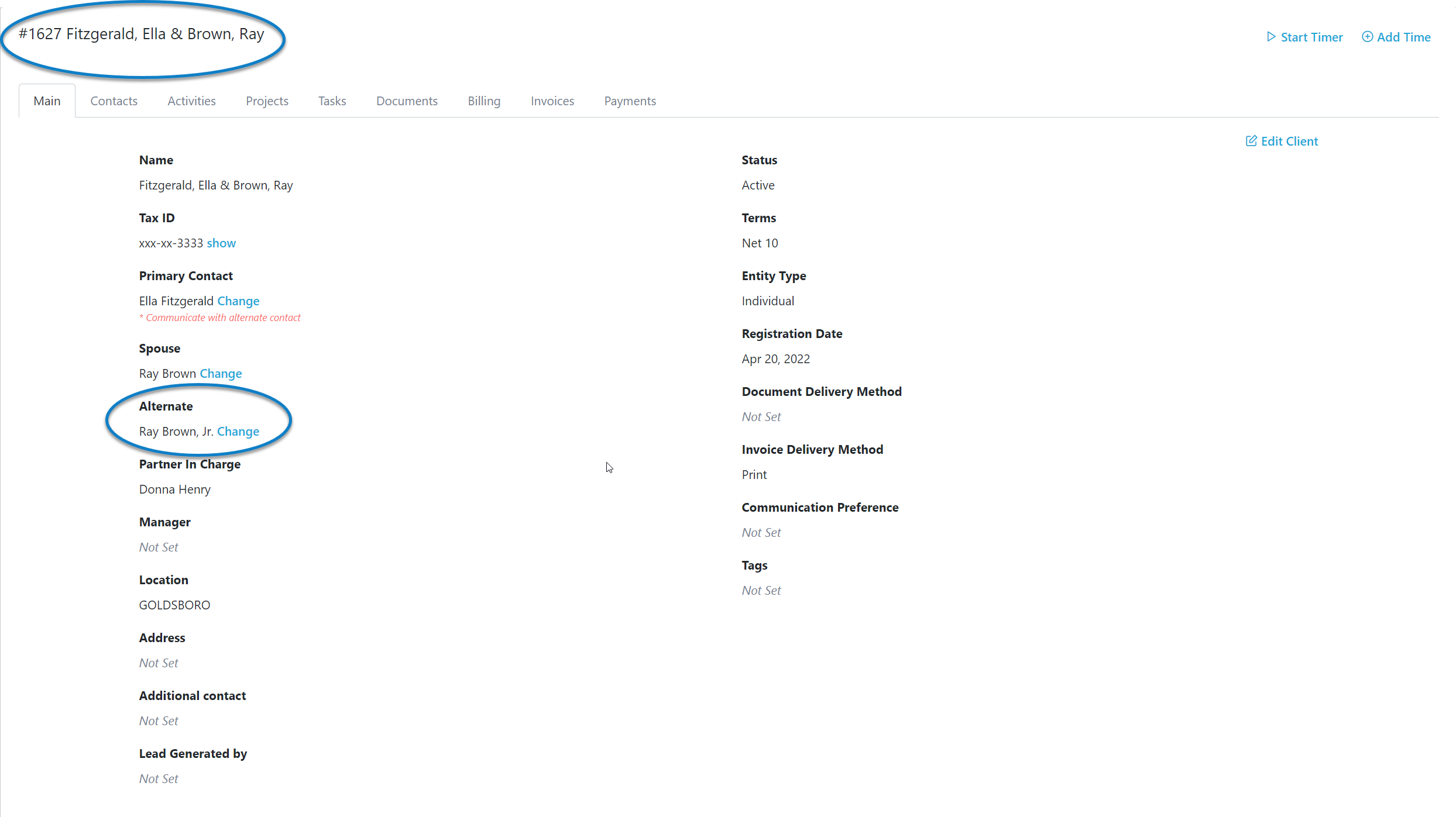 Individual Clients and Primary / Spouse / Alternate Contacts Firm360