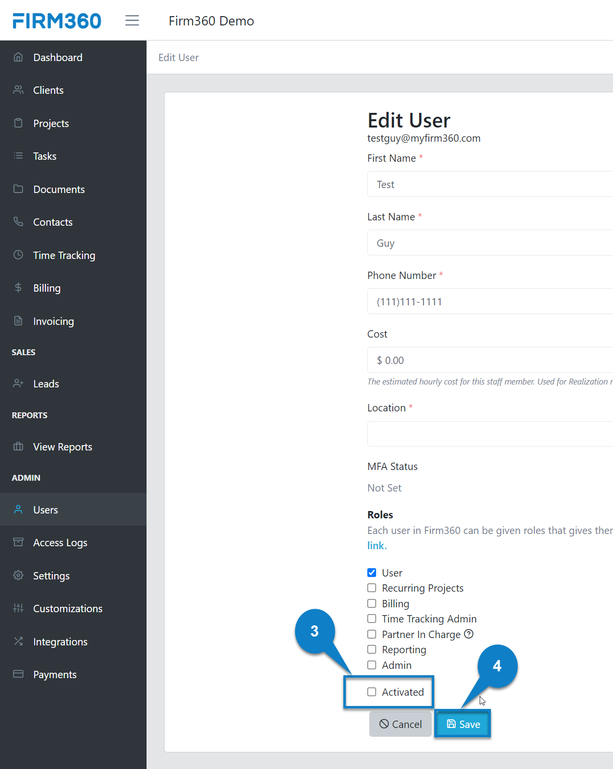 Admin Users Make User Inactive Firm360 Admin users make user inactive firm360