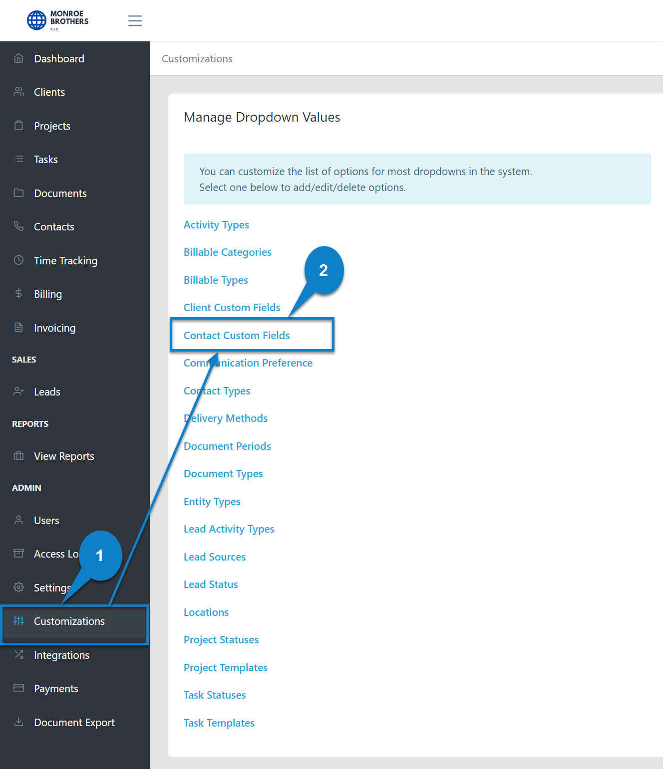 Contact Custom Fields Firm360